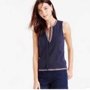 J. Crew Navy Sleeveless Tie Front Blouse